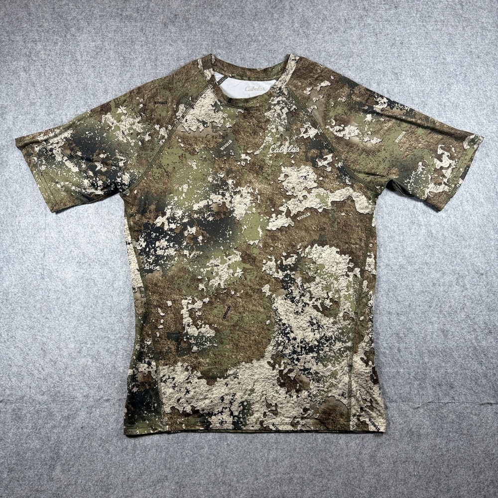 Cabela's Mens TrueTimber Strata Performance T Shirt S Camo Stretch Raglan Sleeve
